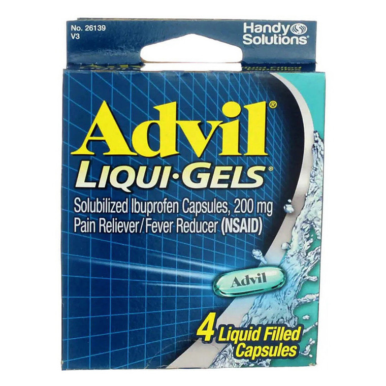 Advil Liqui Gels Solubilized Ibuprofen Capsules Pain Relief, 4 Ea