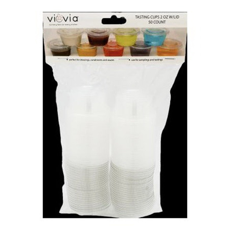 Viovia Tasting Cups 2 Oz With Lid Disposable Pack, 1 Ea