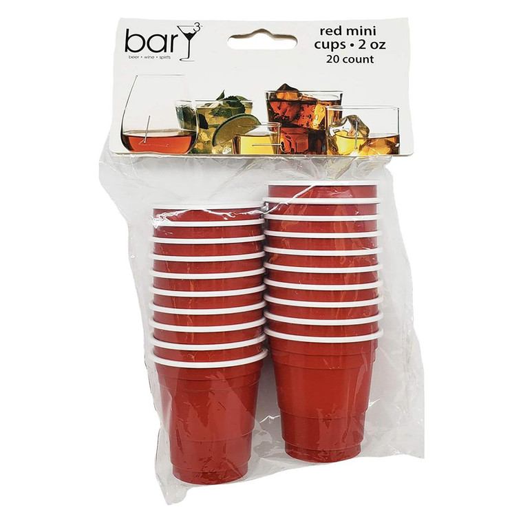barY3 Disposable Red Mini Shot Glasses 2 Oz Partyware, 20 Count