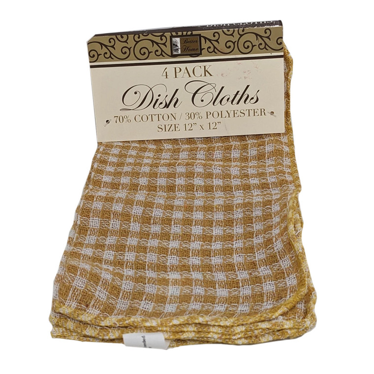 Dish Cloths Check Pattern Kitchen Linen, 4 Ea