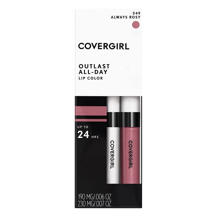 CoverGirl Outlast All-Day Lip Color with Topcoat Always Rosy #549, 1 Ea