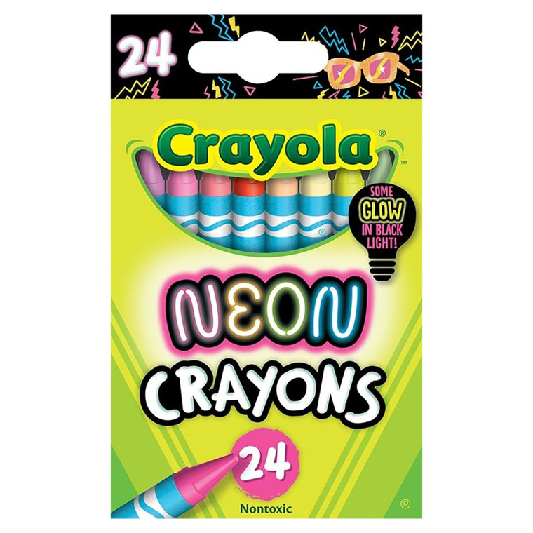 Crayola Neon Crayons Bright Shades, 24 Ea