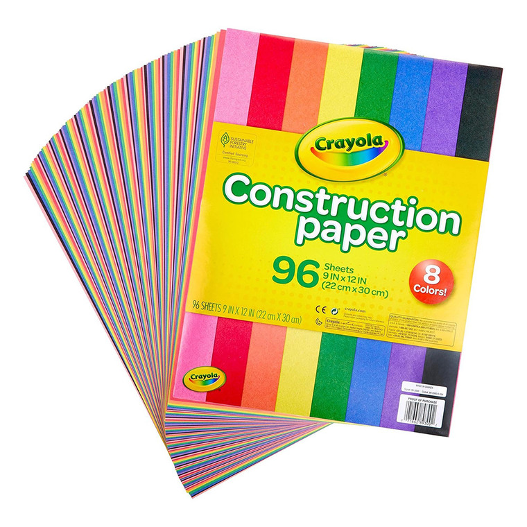 Crayola Construction Paper 8 Primary Colors Beginner Child Pack, 96 Pages 1 Ea