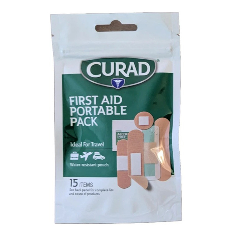Curad First Aid On-the-Go Essentials Portable Pack, 15 Ea