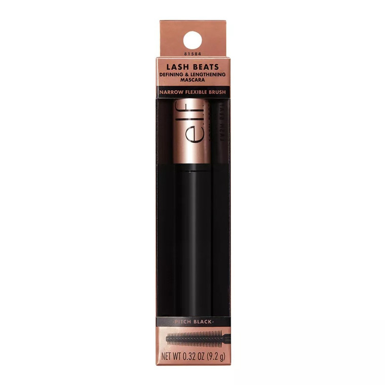 e.l.f. Lash Beats Defining & Lengthening Mascara Pitch Black Shade, 0.32 Oz