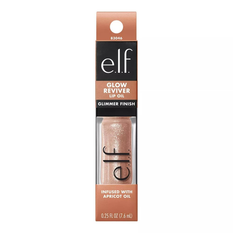 e.l.f. Glow Reviver Lip Oil Glimmer Crystal Baller Shade, 0.25 Oz