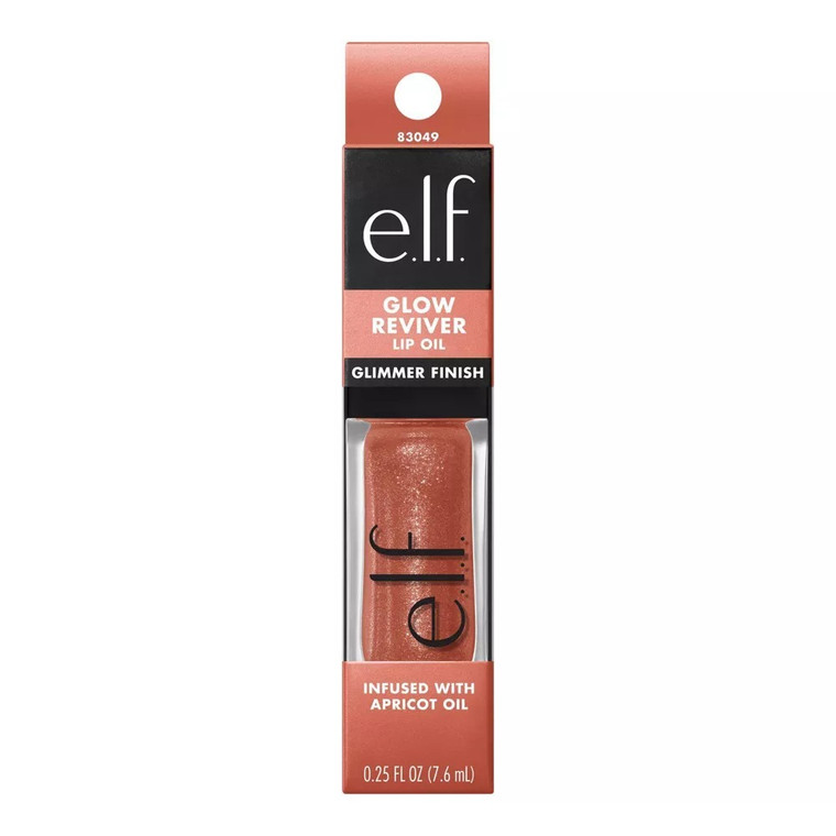 e.l.f. Glow Reviver Lip Oil Glimmer Super-Neutral Shade, 0.25 Oz