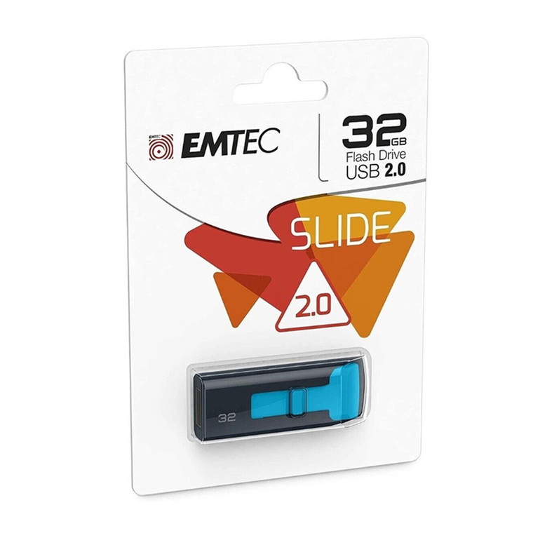 Emtec Slide USB 2.0 Flash Drive 32 GB Storage Device, 1 Ea