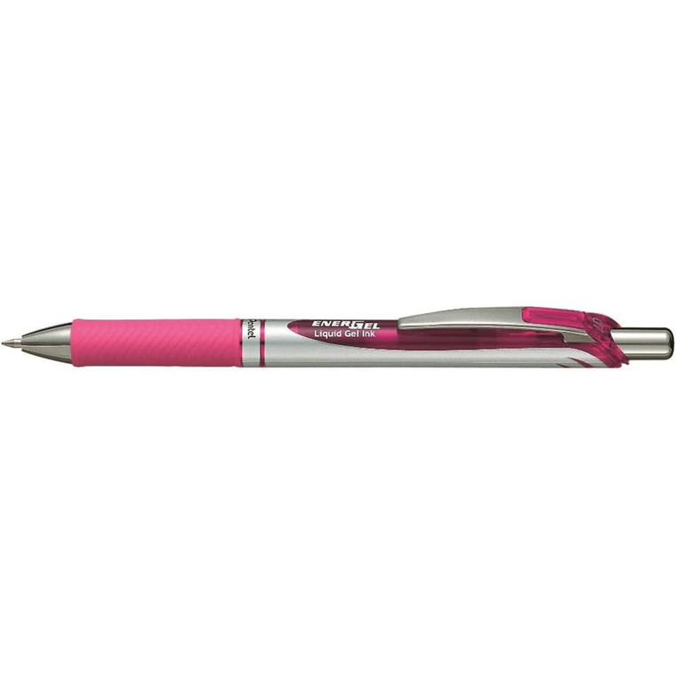 Energel RTX Retractable Liquid Gel Pen 0.7mm Metal Tip Medium Line Pink Ink, 1 Ea