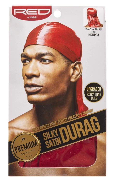 Kiss Red Durag Silky Satin Red Extra Long Tails