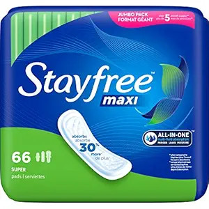 Stayfree Maxi Super 66 Count Jumbo Pack