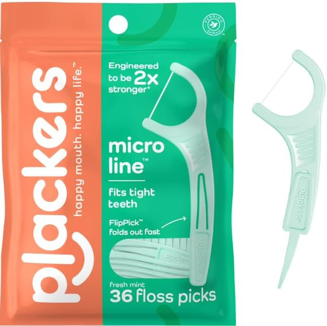 Plackers Micro Line Floss Picks Fresh Mint 36 Count
