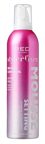 Kiss Red Styler Fixer Setting Mousse Braid Control 12oz