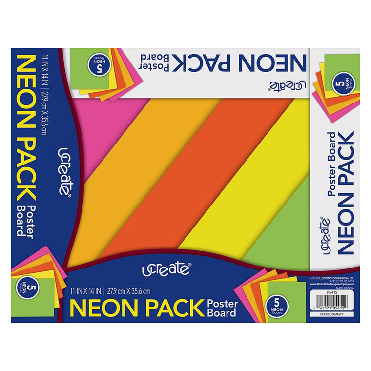 UCreate Poster Board Fluorescent Colors 11 inch x 14 inch 5 Ea