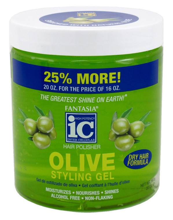 Fantasia Ic Styling Gel Olive Dry Hair Formula Bonus 20Oz