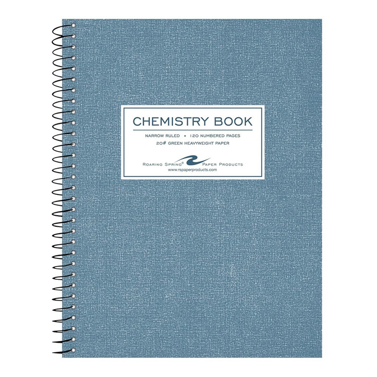 Roaring Spring Chemistry Lab Spiral Notebook Narrow Ruled Green Tinted Paper 9.75 inch x 7.5 inch 120 Sheets