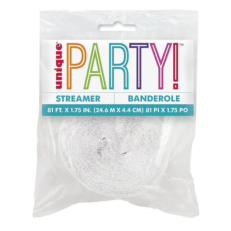 Crepe Streamers White Decorative Party Supply 81 Ft 1 Ea