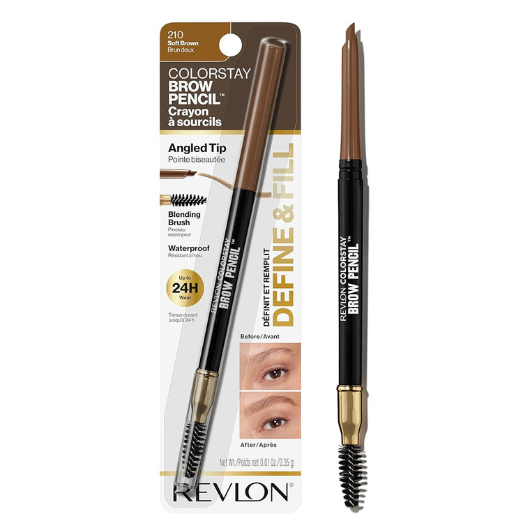 Revlon ColorStay Brow Pencil #210 Soft Brown Longwear Precision Tip for Natural Brows 0.01 Oz