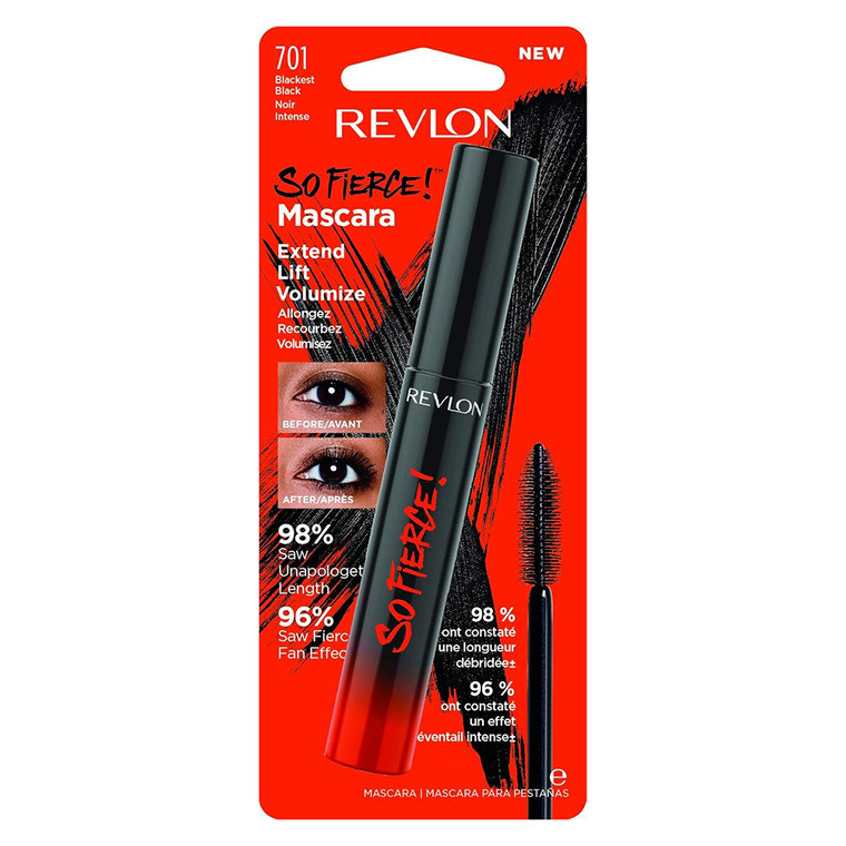 Revlon So Fierce Eye Mascara #701 Blackest Black Bold Volume and Length Washable Formula 0.25 Oz