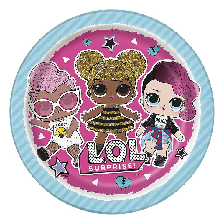 LOL Surprise Paper Plates Round 9 inch Assorted Party Design 8 Ea