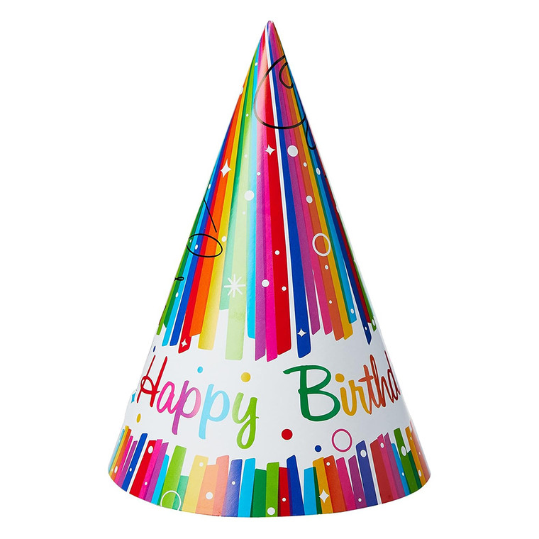 Rainbow Ribbon Birthday Party Hats Decorative 8 Ea