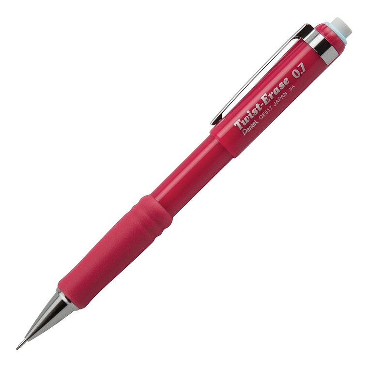 Twist-Erase III Mechanical Pencil Red Barrel for Clean Writing 0.7mm 1 Ea