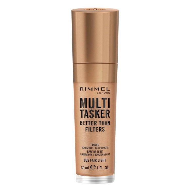 Rimmel London Multi Tasker Better Than Filters 3-in-1 Primer Highlighter Glow Booster #002 Fair Light Radiant Base 1 Oz