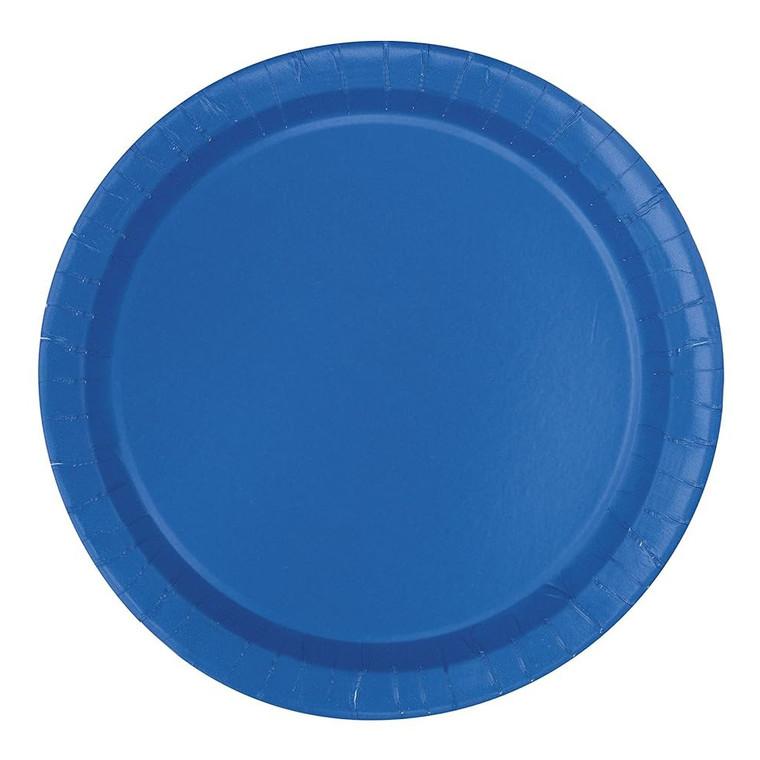 Unique Paper Plates Round Solid Royal Blue 7 inch 20 Ea