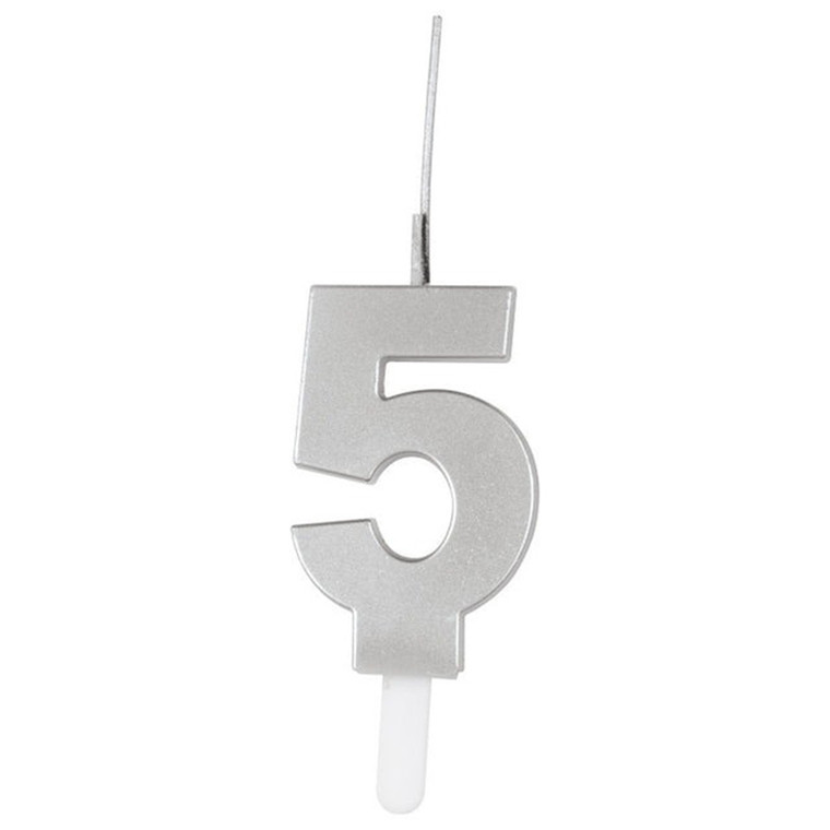 Unique Birthday Candle Silver Sparkler Number 5 Decorative Party Supply 1 Ea