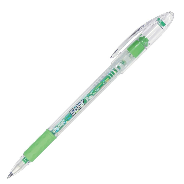 Pentel Solar Pop Neon Gel Pen Medium Line Bright Lime Green Ink Smooth Writing 0.6mm 1 Ea