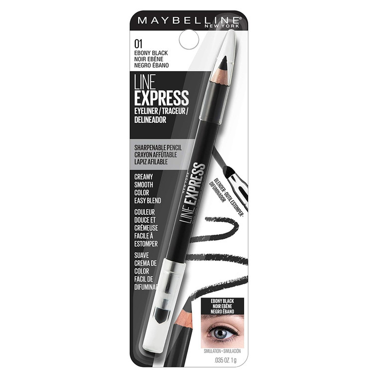 Maybelline Line Express Eyeliner Pencil, Sharpenable Wood, Ebony Black, 0.035 oz