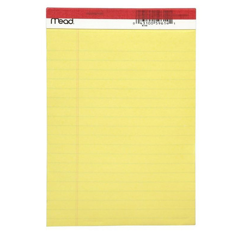 Mead Junior Legal Pad 5 x 8 Canary Yellow Ruled Sheets, 1 ea