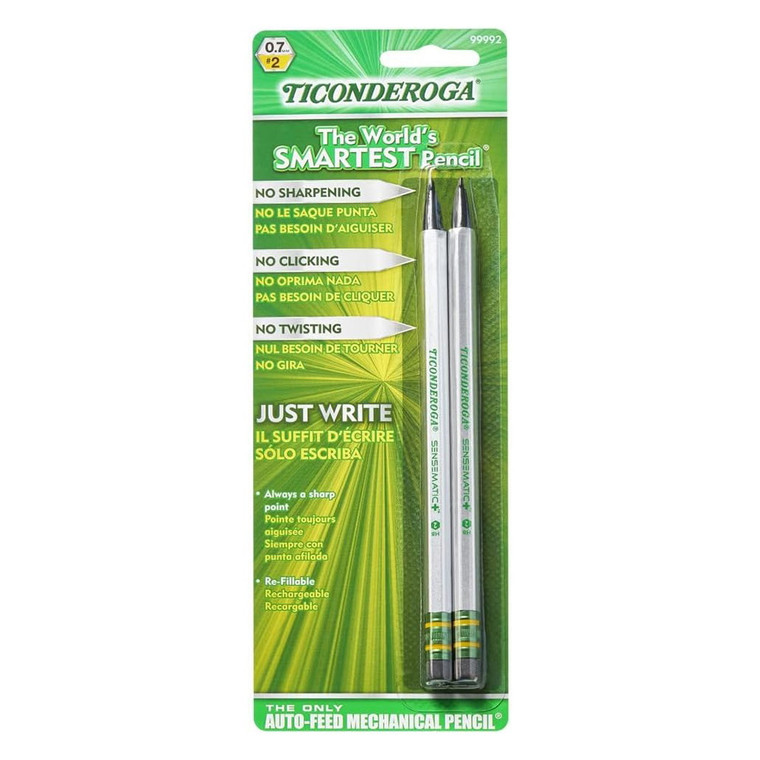 Ticonderoga Mechanical Pencil Sensematic Silver 2 Ea