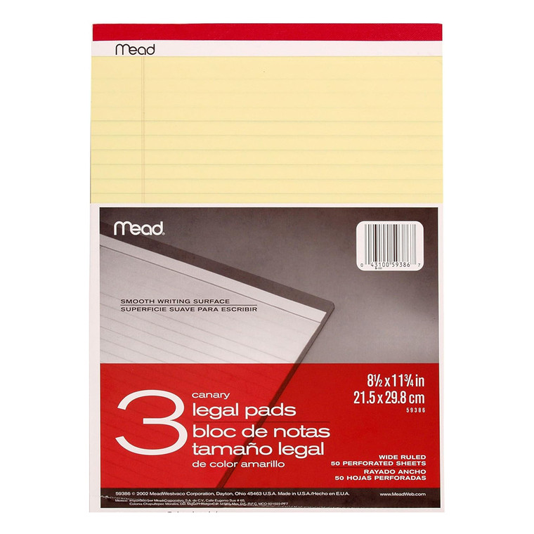 Mead Legal Pad 8.5 x 11 Ruled Writing Pad, 1 ea
