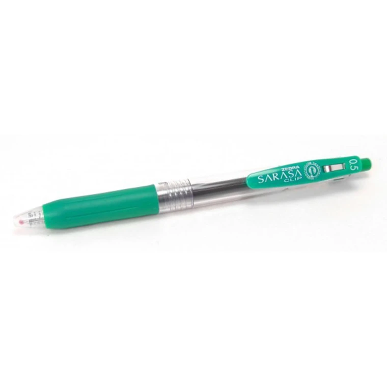 Zebra Sarasa Clip Gel Retractable Pens Smooth Writing 0.5 mm Green 12 Ea
