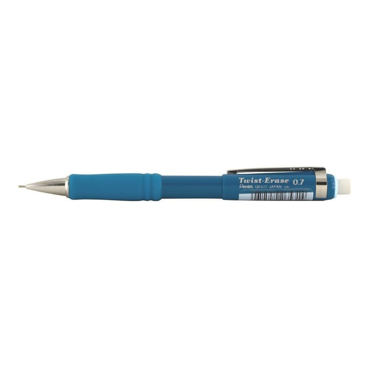 Pentel Twist Erase III Mechanical Pencil Turquoise Barrel Comfortable Grip Smooth Writing 0.7mm 1 Ea