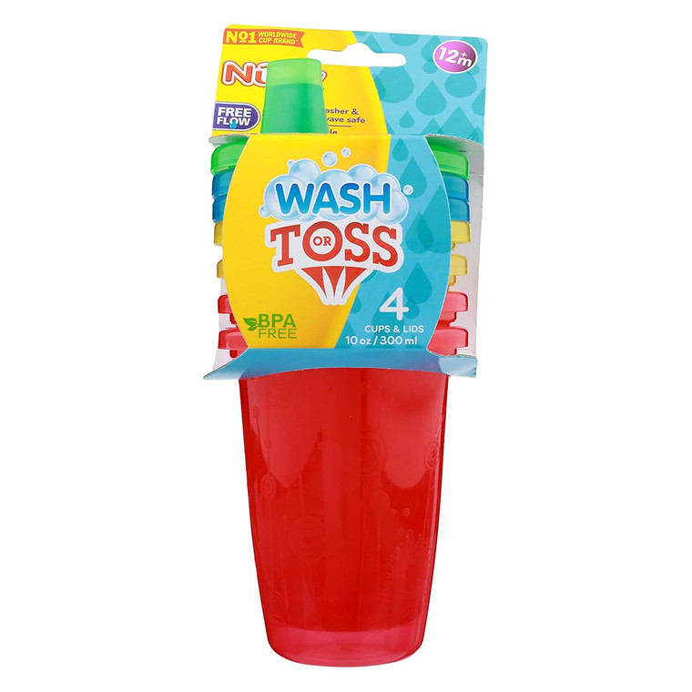 Nuby Wash or Toss Reusable or Disposable Sippy Cups, 4 ea, 10 oz