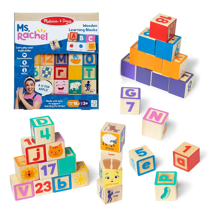 Melissa and Doug Ms. Rachel Wooden Learning Blocks and Activity Cards Educational Set, 1 ea
