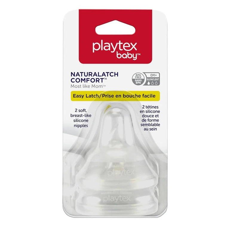 Playtex Baby NaturaLatch Silicone Bottle Nipples Comfortable Feeding Slow Flow Durable Design 2 Ea