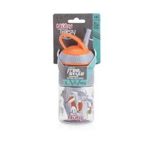 Nuby Flip It Freestyle Spout Cup with Carry Loop and Handles, 12 oz