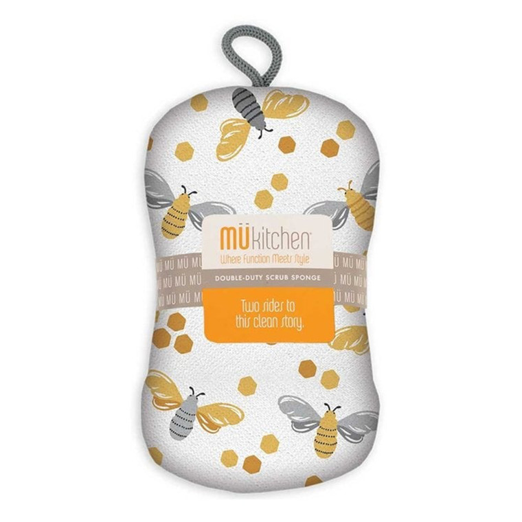2-in-1 Sponge Bees Print Dual-Layer Scrubber, 1 ea