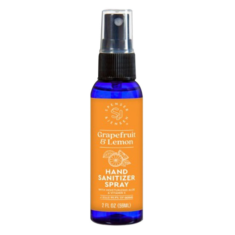 Spenser and Jensen Spray Hand Sanitizer Moisturizing Aloe and Vitamin E Grapefruit and Lemon 2 Oz