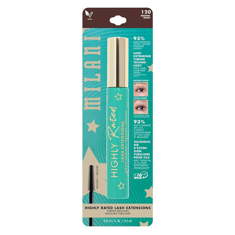 Milani Highly Rated Lash Extensions Mascara Brown 120 Tubing Formula, 0.35 oz