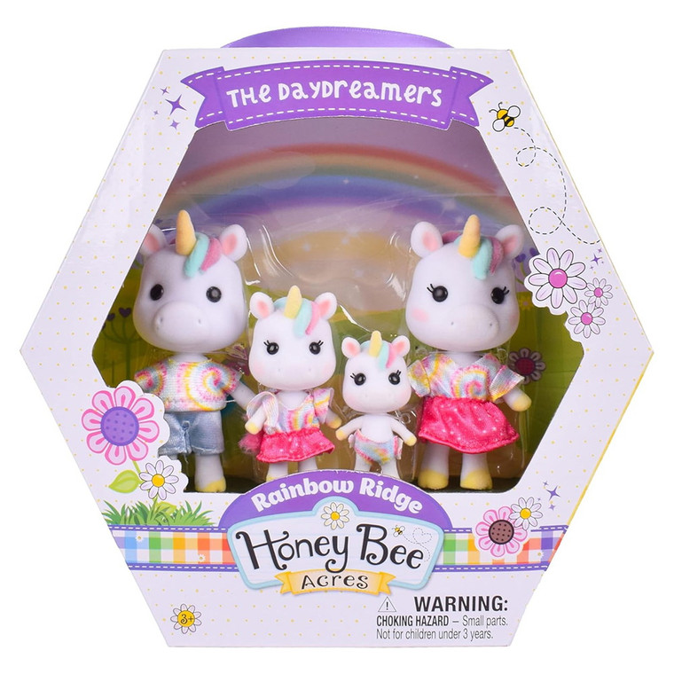 Honey Bee Acres Rainbow Unicorn Figurines Playset Assorted 4 Ea