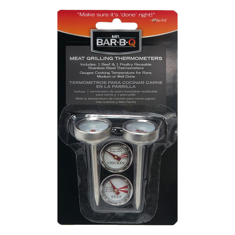 Mr. Bar-B-Q Stainless Steel Meat Grilling Thermometers 2-Pack for Accuracy, 1 ea