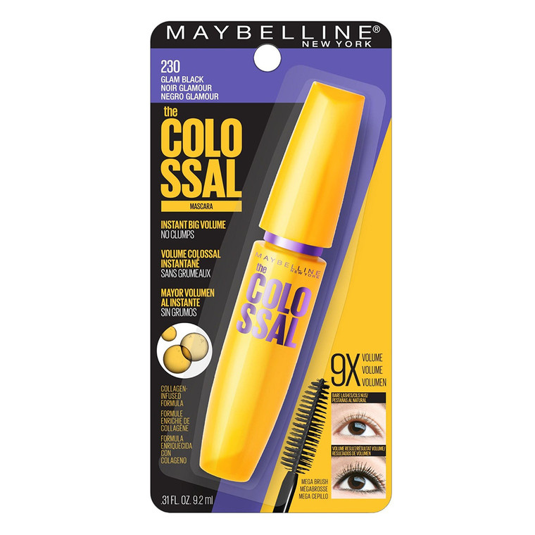 Maybelline Volum Express Colossal Washable Mascara Glam Black, 0.31 Oz
