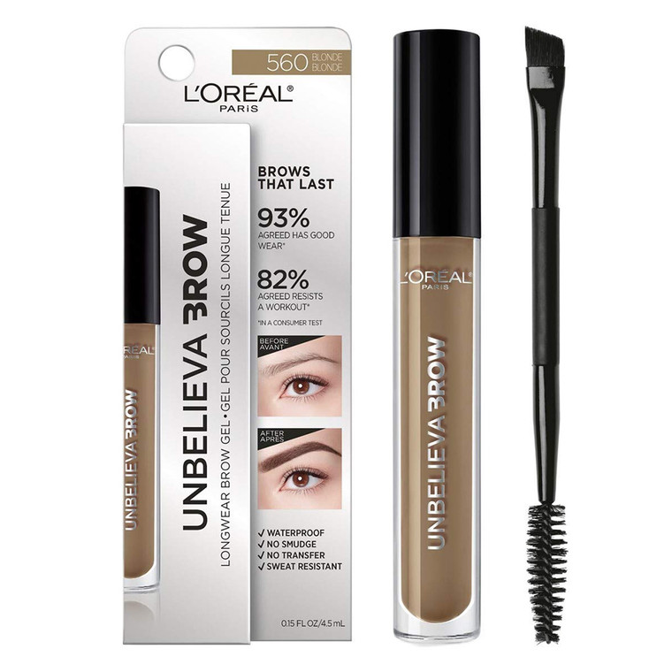 L'Oreal Paris Unbelieva-Brow Waterproof Tinted Brow Gel Blonde Longwear Formula, 0.15 Oz