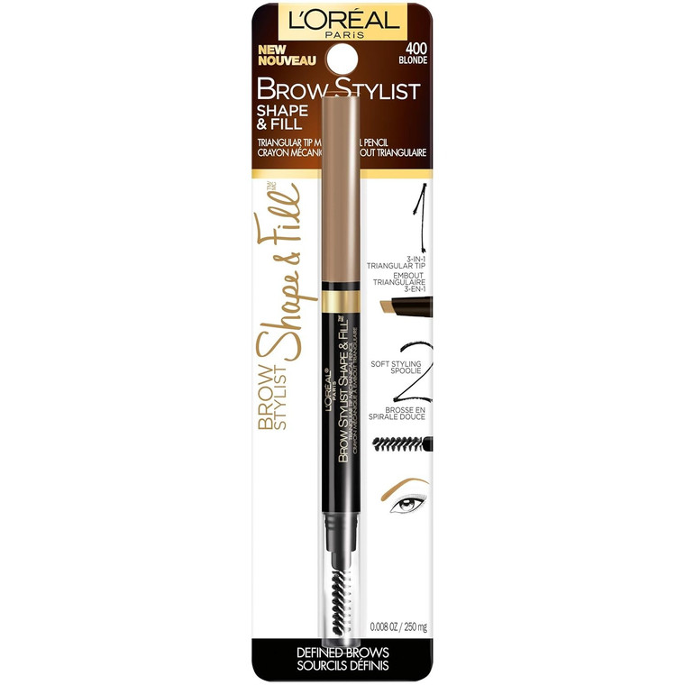 L'Oreal Paris Brow Stylist Shape & Fill Mechanical Pencil Blonde Defined Brows, 0.008 Oz