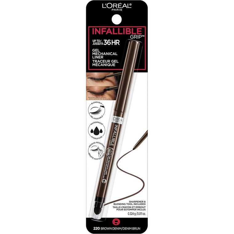 L'Oreal Paris Infallible Grip Mechanical Gel Eyeliner Brown Denim Longwear Formula, 0.01 Oz
