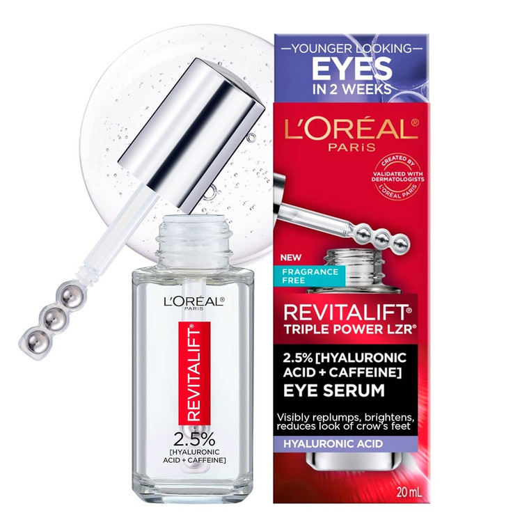 L'Oreal Paris Revitalift Derm Intensives Eye Serum Hyaluronic Caffeine Formula, 0.67 Oz